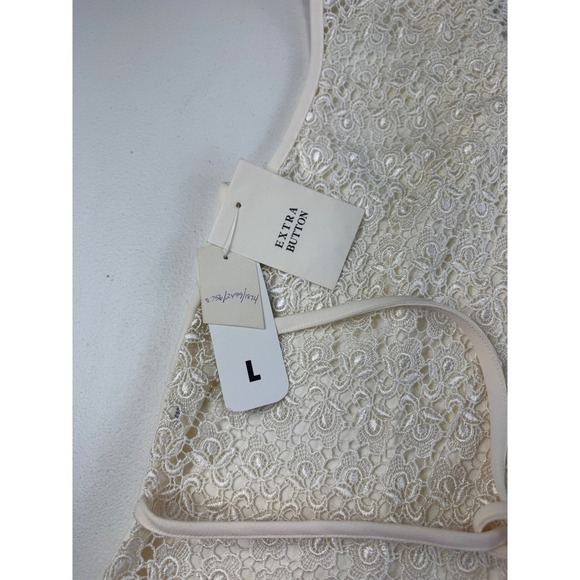Casual Corner Cream Lace Back Vest Sleeveless Top Buttoned Sz L - Picture 8 of 11
